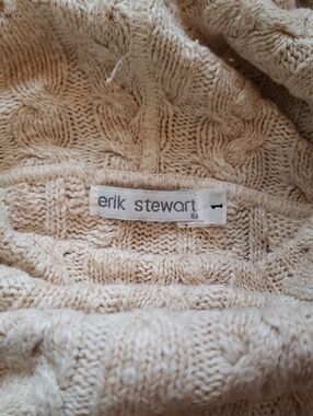 erik stewart Cream Cable-Knit Cowl Sweater